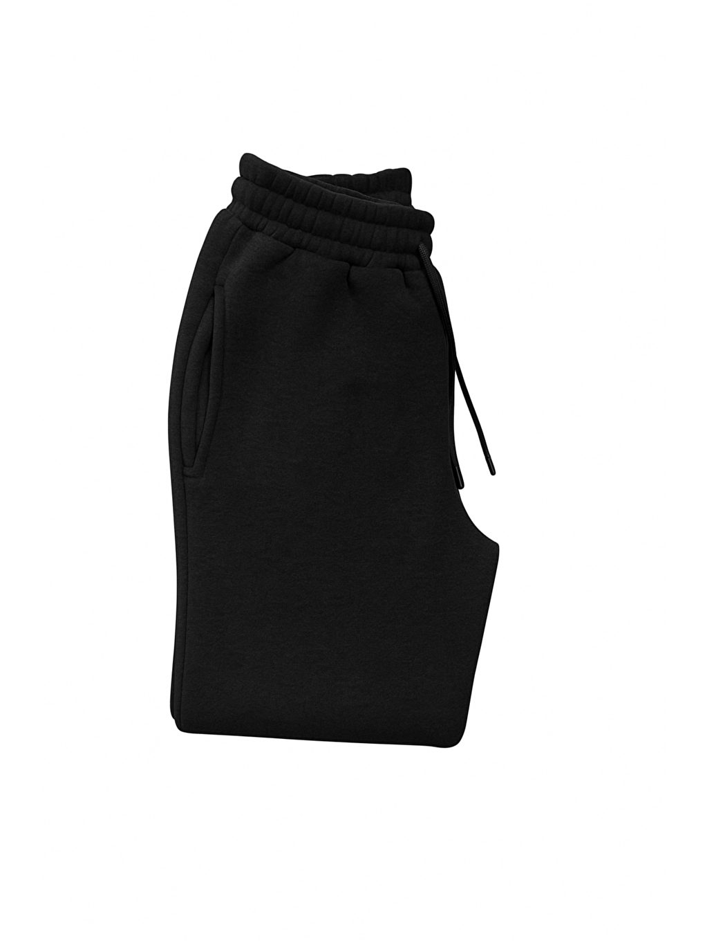 Siyah Erkek 3 İplik Şardonlu Kalın Lastikli Paça Cepli Yüksek Kalite Şardonlu Kalın Battal Eşofman Altı-3