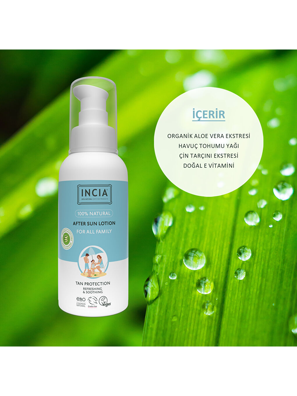 100% Natural After Sun Losyon Güneş Sonrası Organik Aloe Vera Nemlendirici Rahatlatıcı 100 ml-2