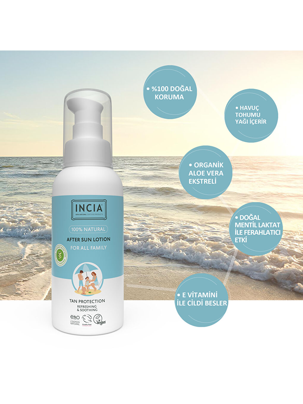 100% Natural After Sun Losyon Güneş Sonrası Organik Aloe Vera Nemlendirici Rahatlatıcı 100 ml-3