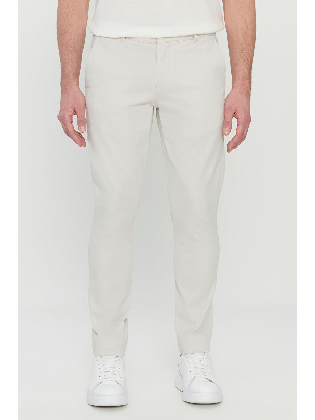 Bej Erkek Taş Pamuklu Slim Fit Dar Kesim Yan Cep Esnek Casual Pantolon