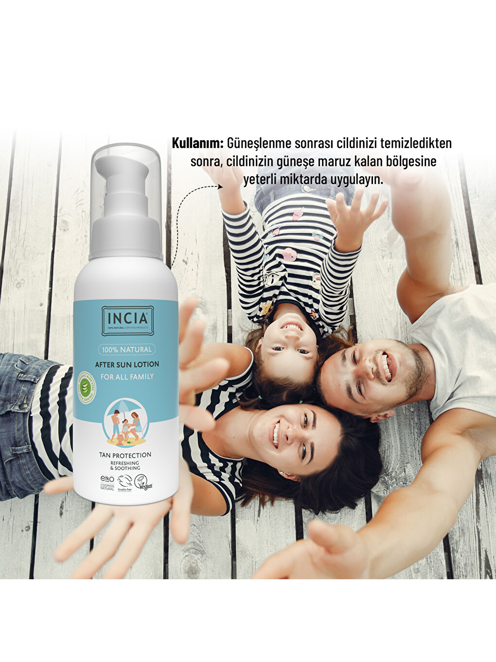 100% Natural After Sun Losyon Güneş Sonrası Organik Aloe Vera Nemlendirici Rahatlatıcı 100 ml-5