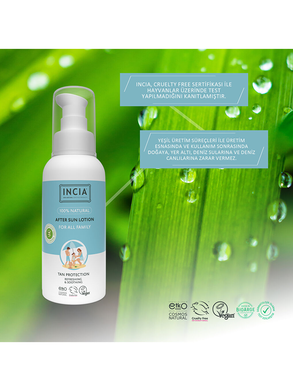 100% Natural After Sun Losyon Güneş Sonrası Organik Aloe Vera Nemlendirici Rahatlatıcı 100 ml-6