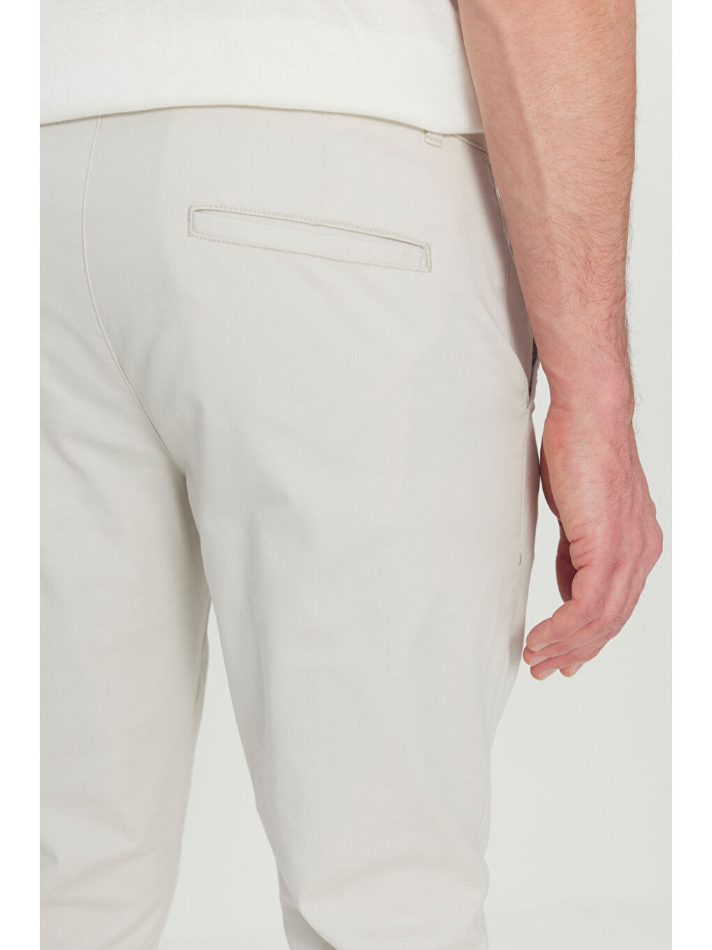 Bej Erkek Taş Pamuklu Slim Fit Dar Kesim Yan Cep Esnek Casual Pantolon-3