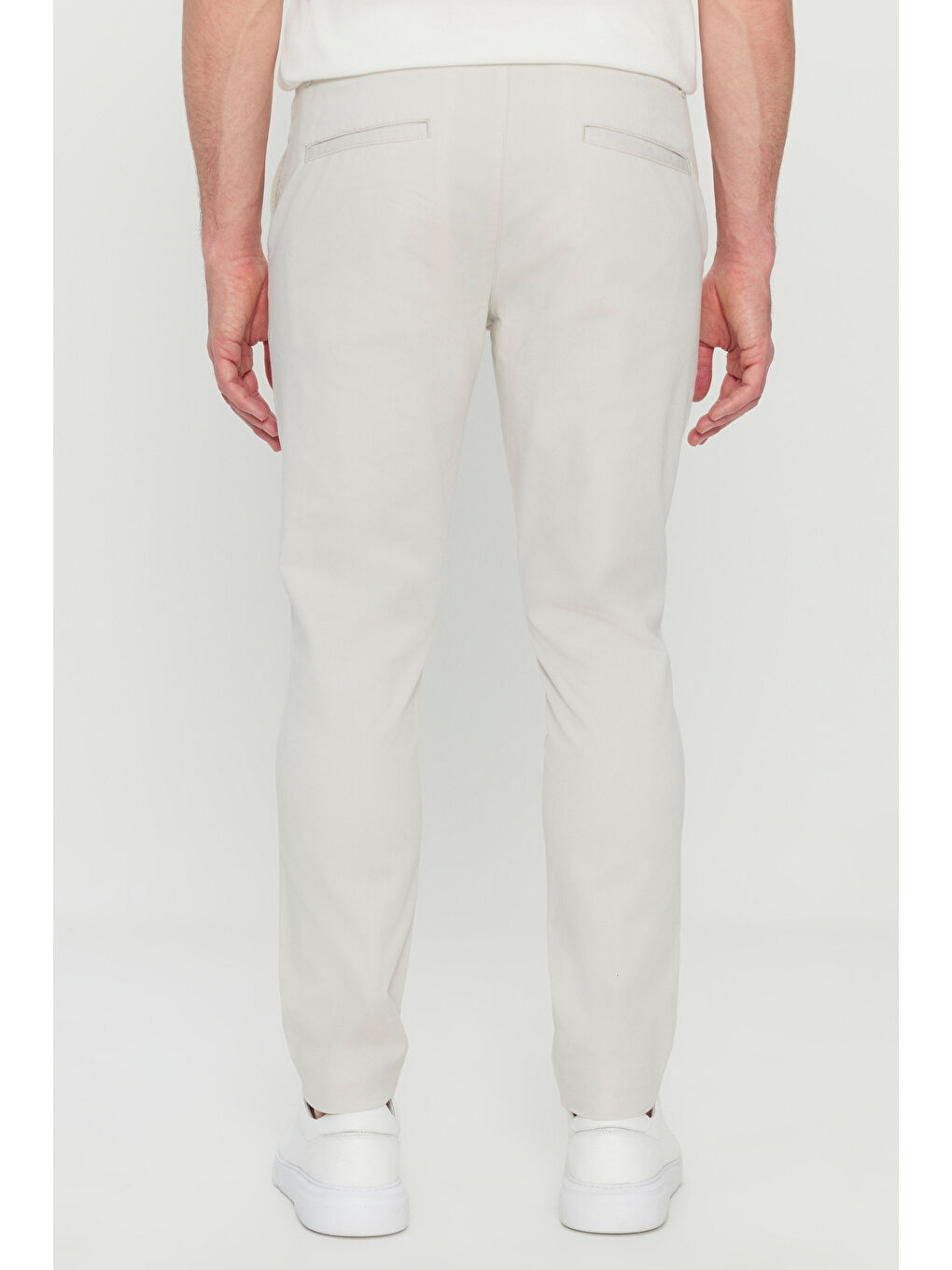 Bej Erkek Taş Pamuklu Slim Fit Dar Kesim Yan Cep Esnek Casual Pantolon-4