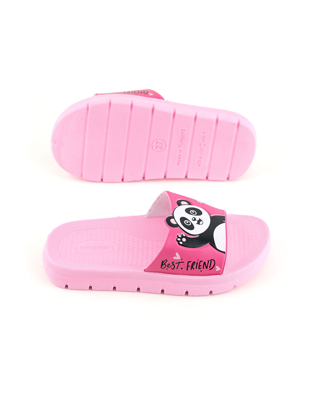 Fuşya Kız Çocuk Yazlık Best Friend Panda PU Rahat Taban Ev Banyo Havuz Plaj Terlik-4