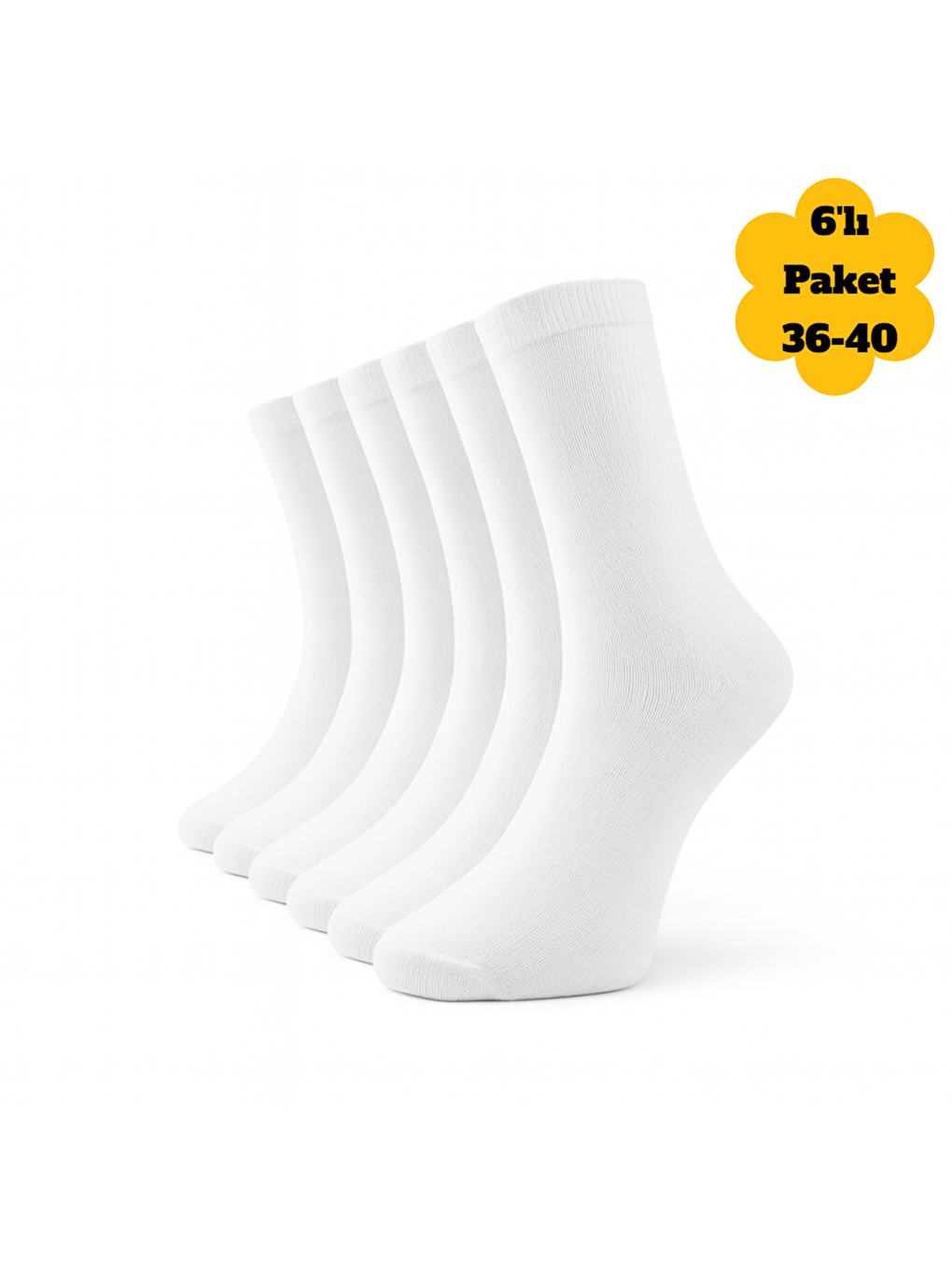 Beyaz 6'lı Kadın Pamuklu Yüksek Kaliteli Yumuşak Nefes Alabilen Dayanıklı Premium Kutulu Soket Çorap
