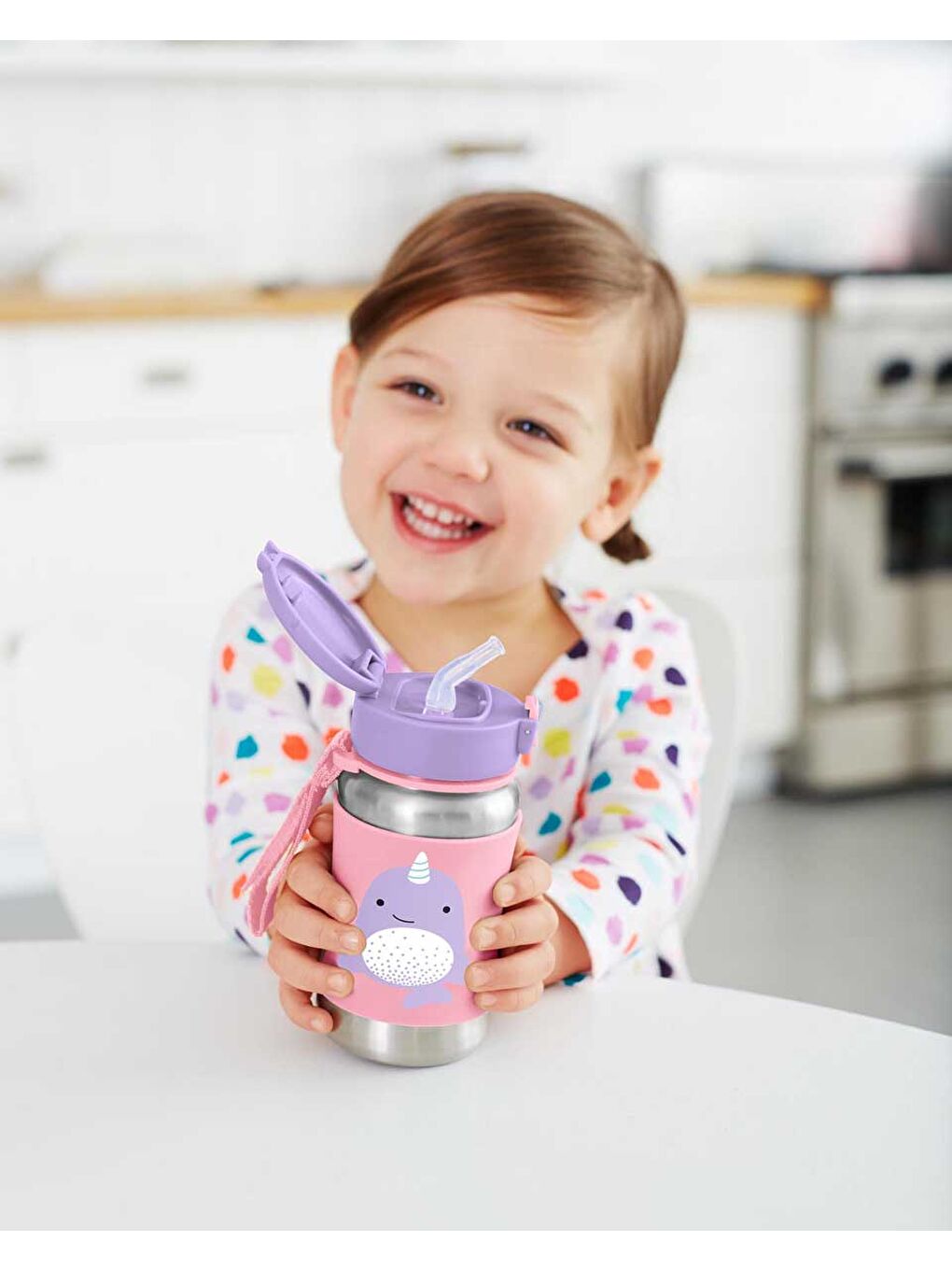 Zoo Paslanmaz Çelik Pipetli Suluk Narwhal-2