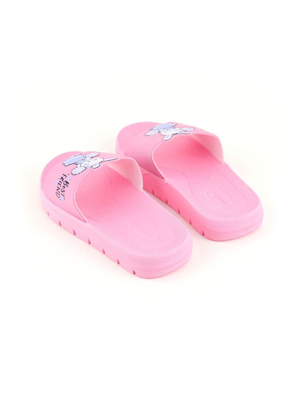 Pembe Kız Çocuk Yazlık Best Friend Bunny PU Rahat Taban Ev Banyo Havuz Plaj Terlik-3