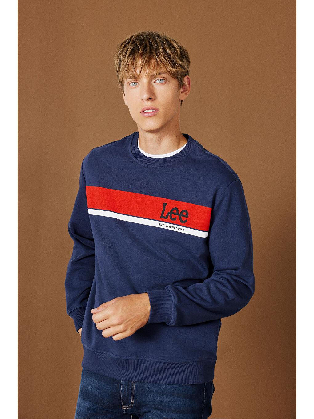 Regular Fit Normal Kesim Bisiklet Yaka Lacivert Sweatshirt