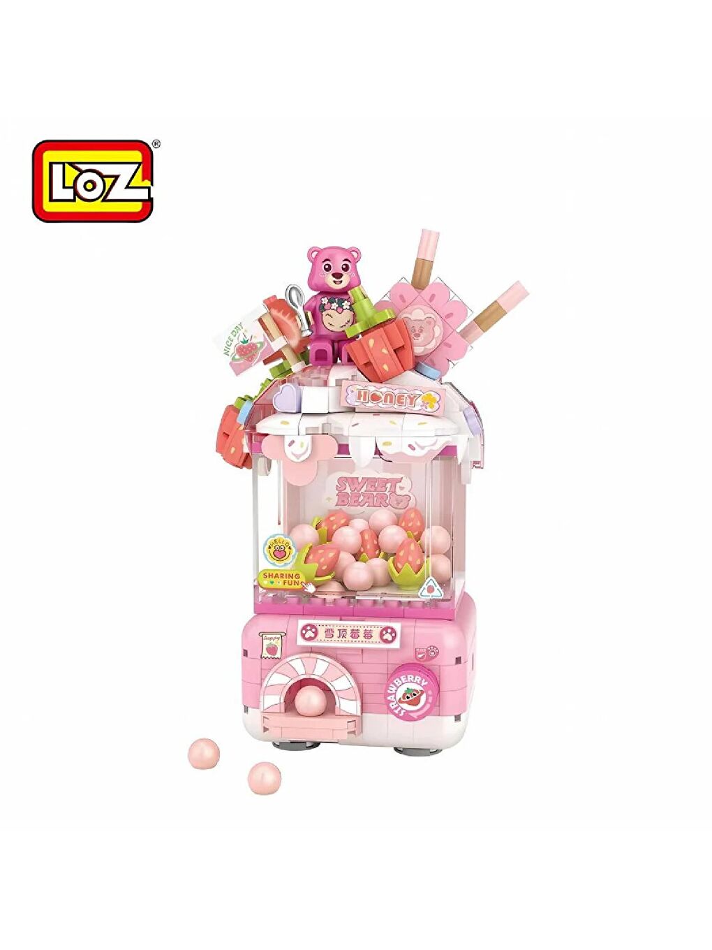 Loz Mini Gashapon Makineleri Block Lego Yapı Oyuncağı Pembe 444 Parça (LZ1680)