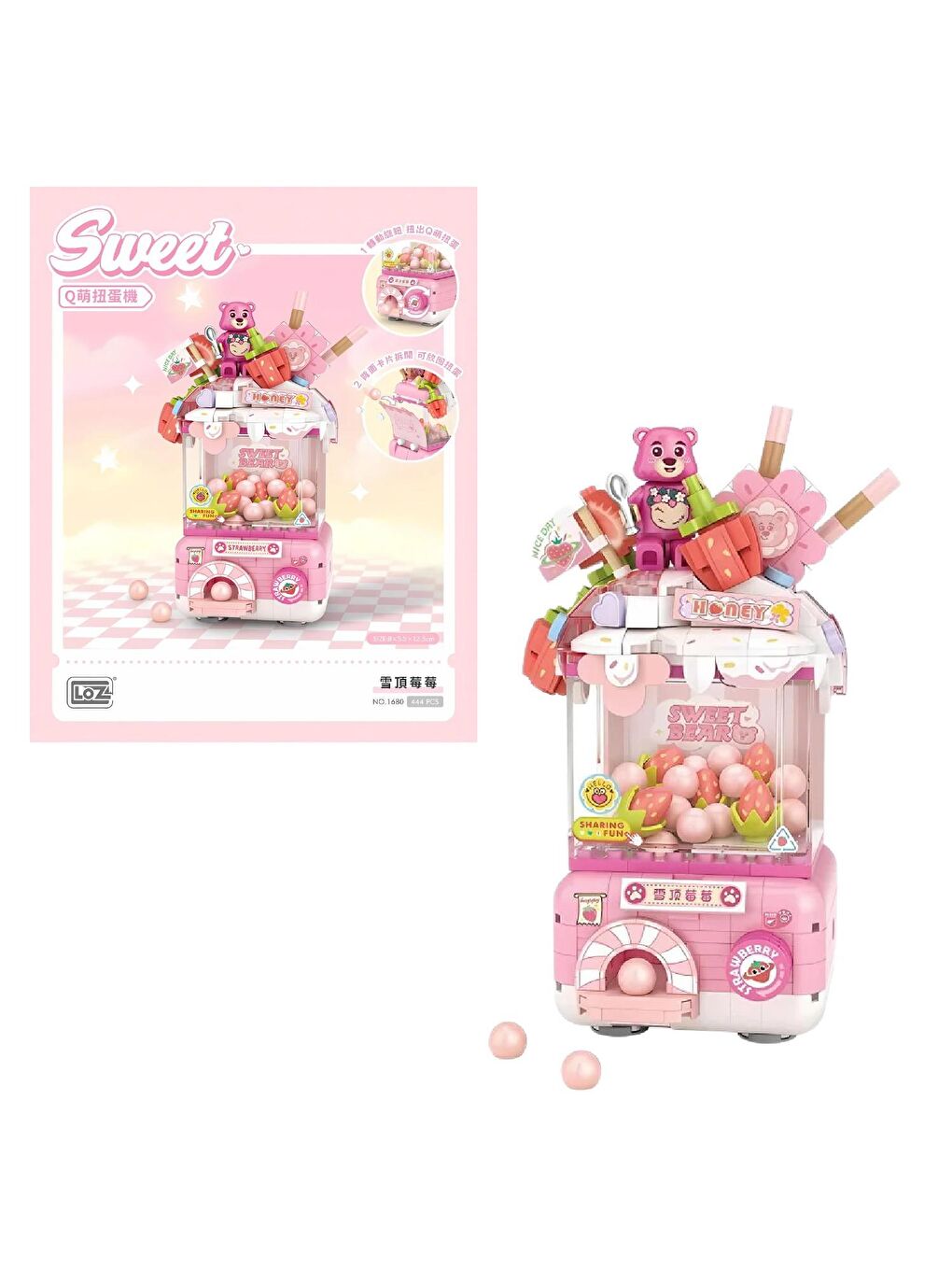 Loz Mini Gashapon Makineleri Block Lego Yapı Oyuncağı Pembe 444 Parça (LZ1680)-1