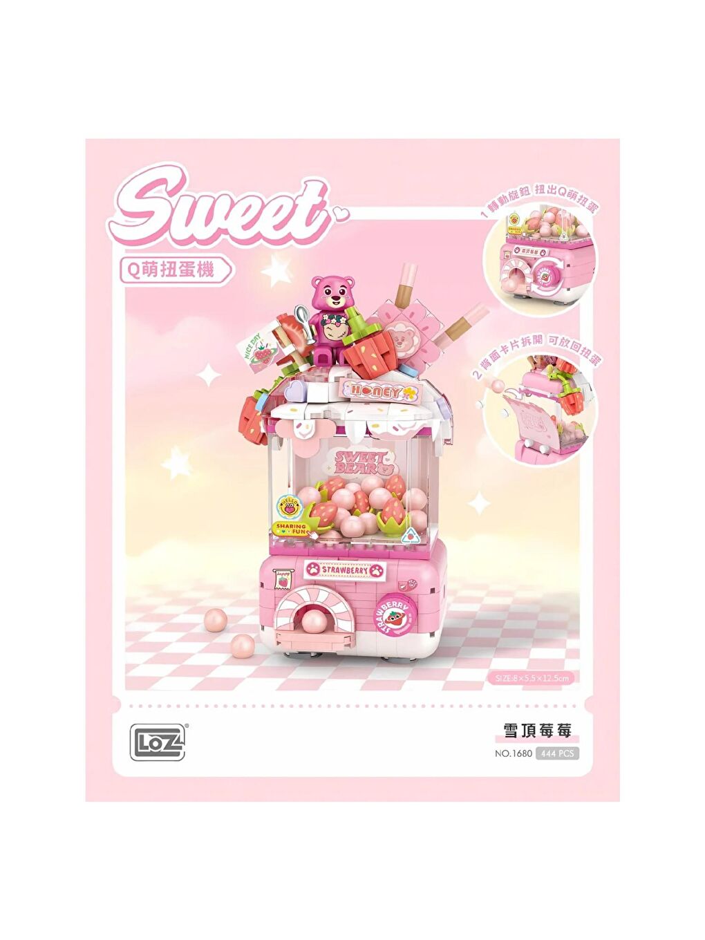 Loz Mini Gashapon Makineleri Block Lego Yapı Oyuncağı Pembe 444 Parça (LZ1680)-2