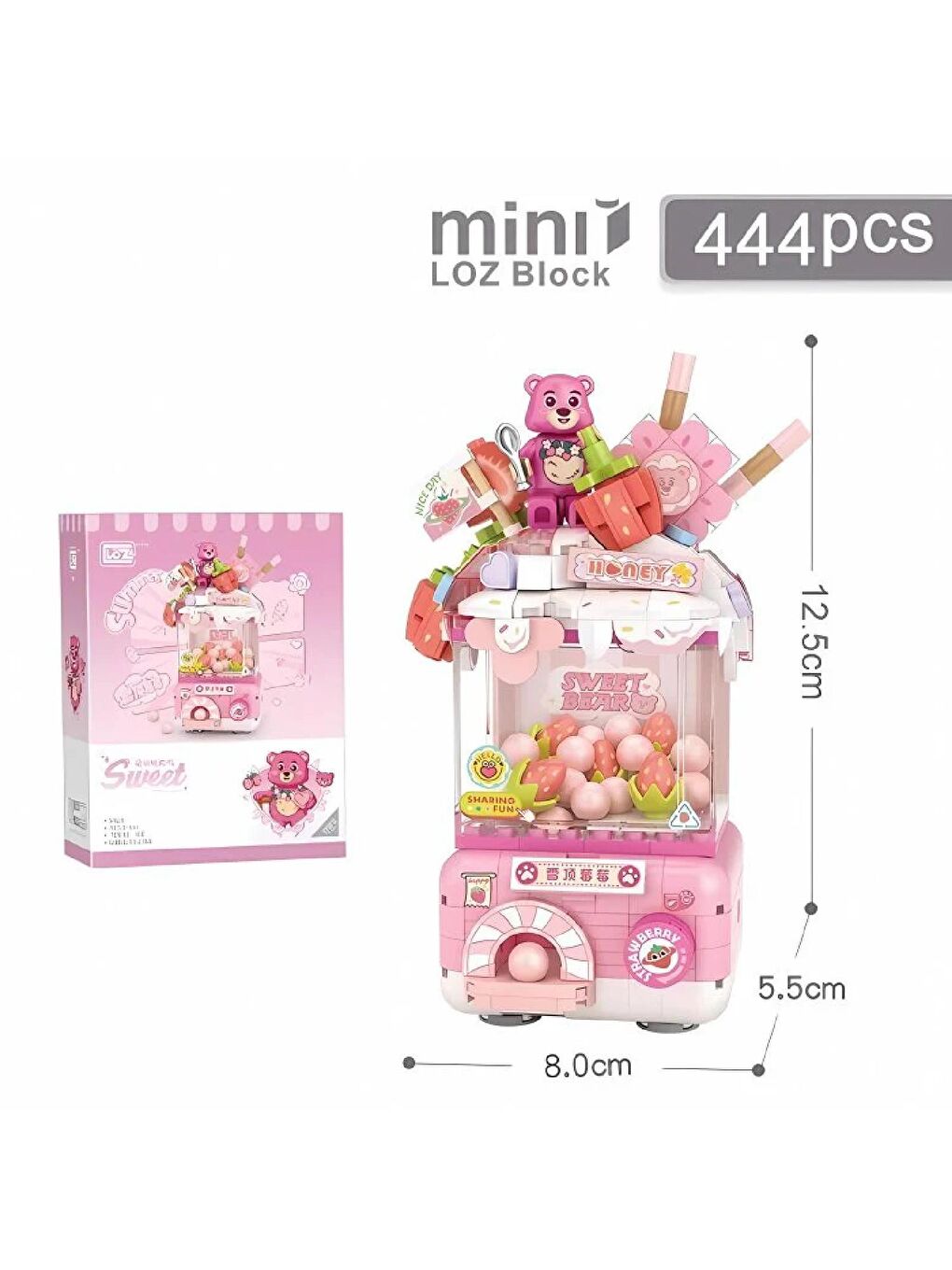 Loz Mini Gashapon Makineleri Block Lego Yapı Oyuncağı Pembe 444 Parça (LZ1680)-3