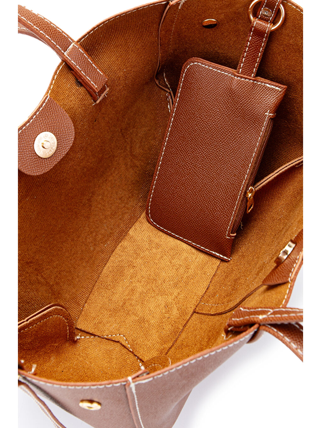 Kahverengi Özel Tasarım Mini Pole Çanta Taba-3