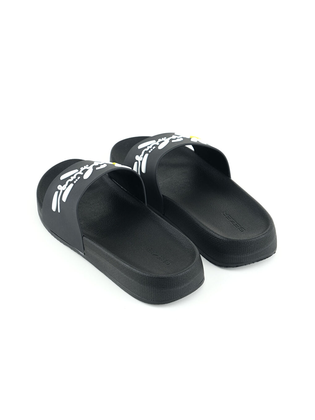 Siyah Kadın Yazlık Papatya Tasarım PU Rahat Taban Ev Banyo Havuz Plaj Terlik-3