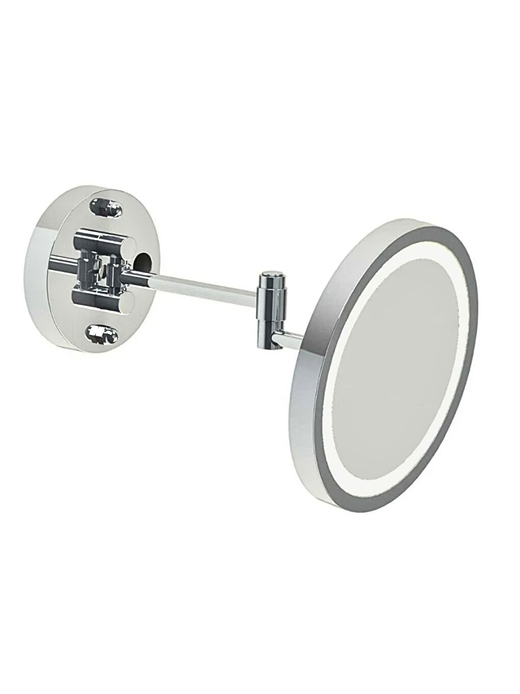 Duvara Monte Led Işıklı Krom Makyaj Aynası | Zoom Özellikli Premium Kozmetik Ayna | Otel Buklet Seri