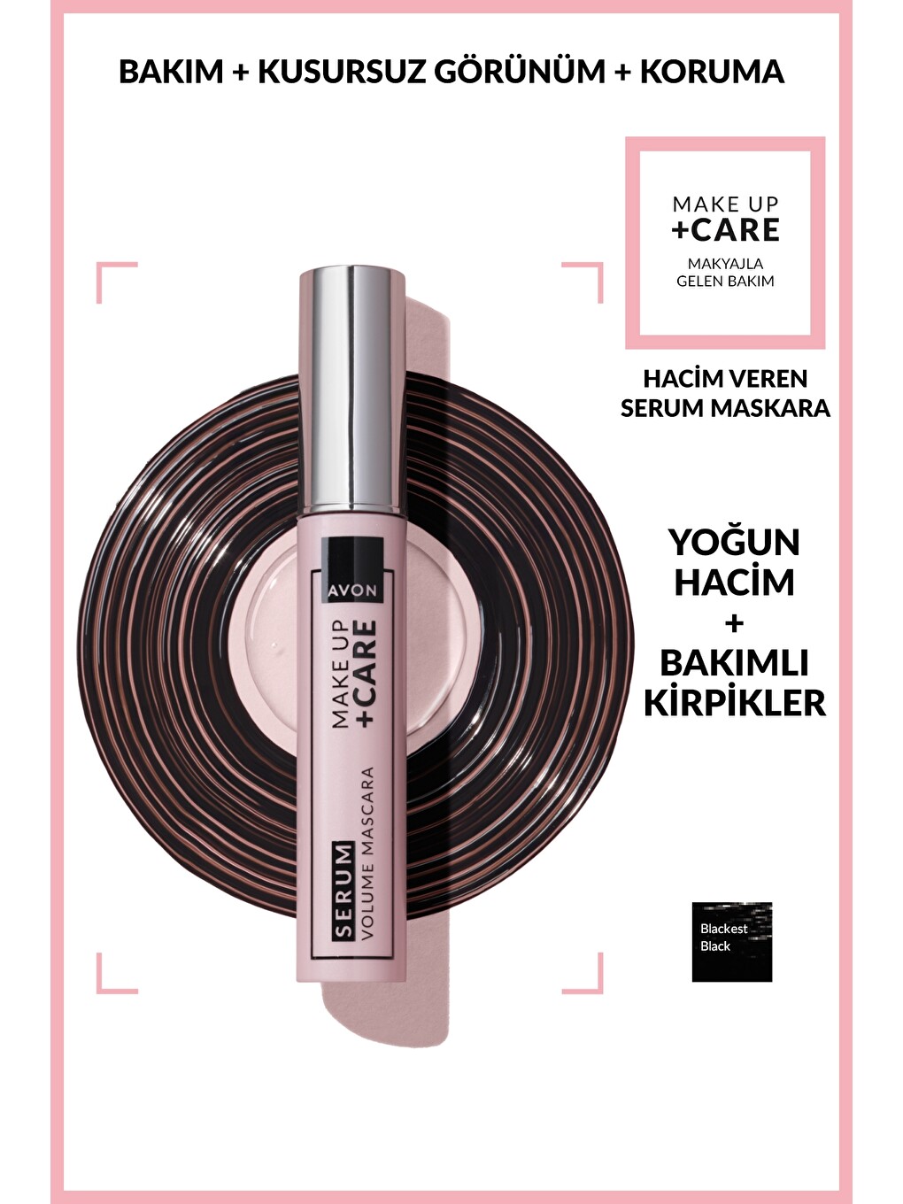 Make Up +Care Serum Volume Maskara - Blackest Black-1
