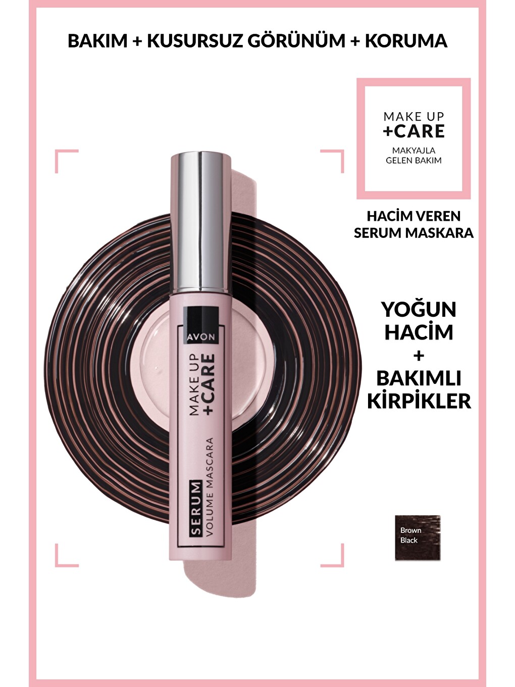 Make Up +Care Serum Volume Maskara - Brown Black-1