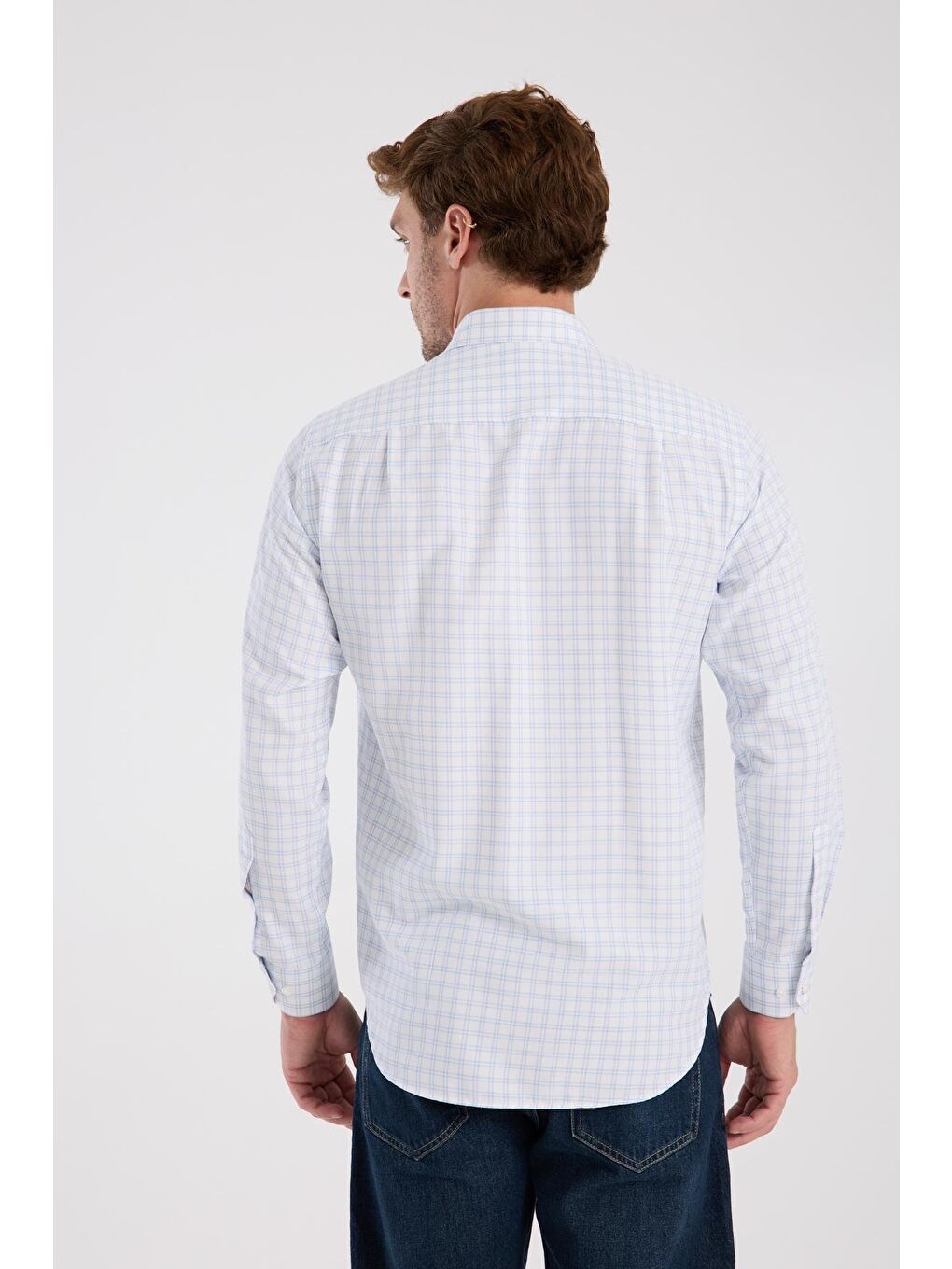 Aclub Ac10082 Oxford Pamuk Karışımlı Regular Fit Lacivert Düğmeli Yaka Erkek Kareli Gömlek-7