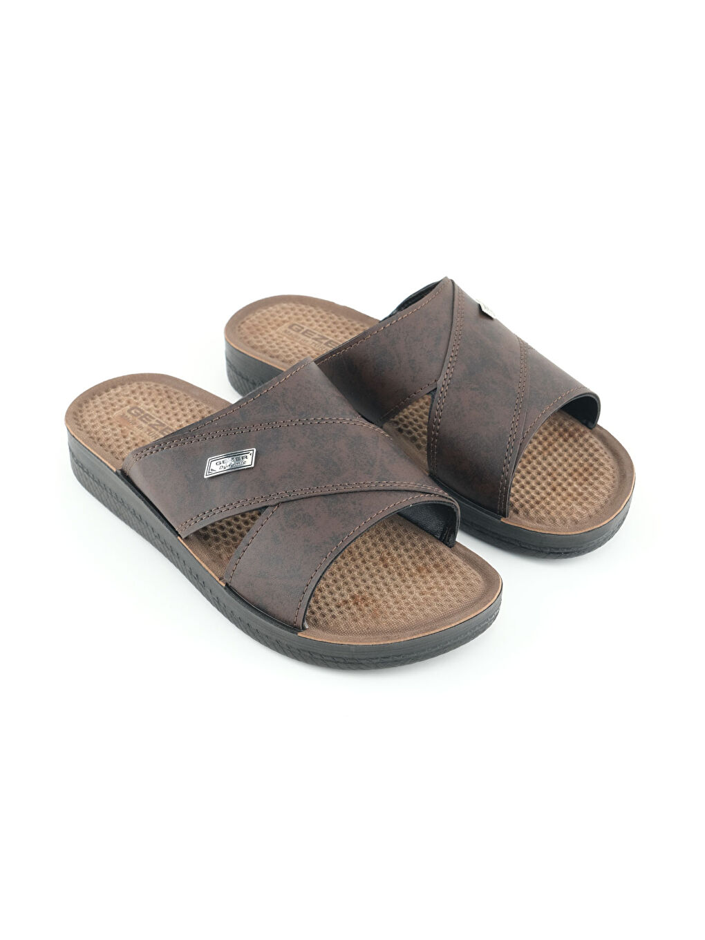 Kahverengi Yazlık Erkek Suni Deri Rahat Taban Günlük Terlik-2