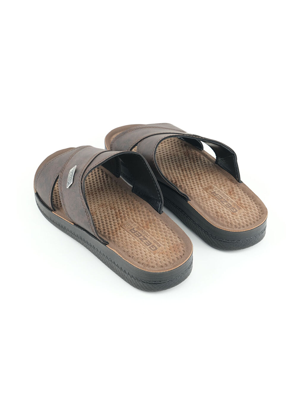 Kahverengi Yazlık Erkek Suni Deri Rahat Taban Günlük Terlik-3