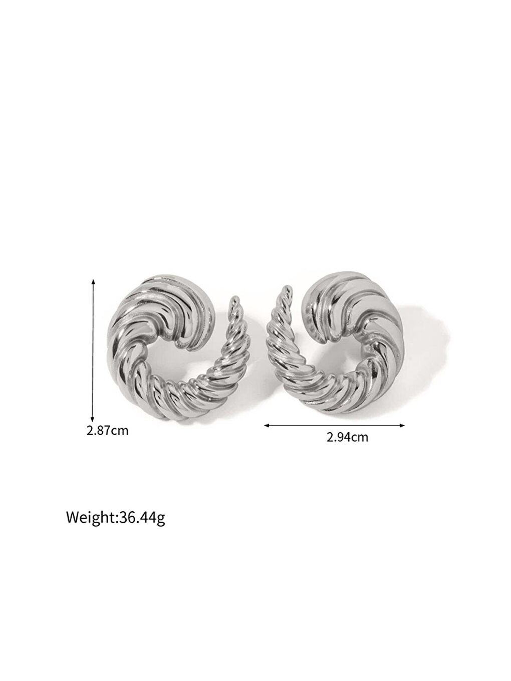 Gri Gümüş Renk Çelik Küpe-6