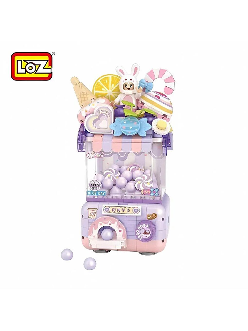 Loz Mini Gashapon Makineleri Block Lego Yapı Oyuncağı Mor 428 Parça (LZ1679) GKO