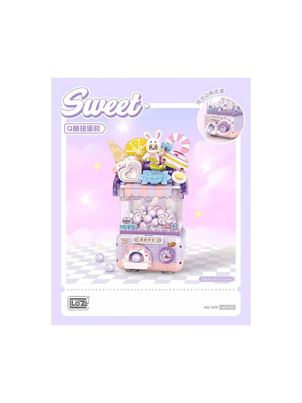 Loz Mini Gashapon Makineleri Block Lego Yapı Oyuncağı Mor 428 Parça (LZ1679) GKO-1