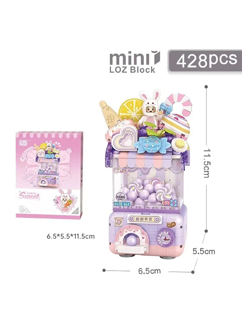 Loz Mini Gashapon Makineleri Block Lego Yapı Oyuncağı Mor 428 Parça (LZ1679) GKO-2