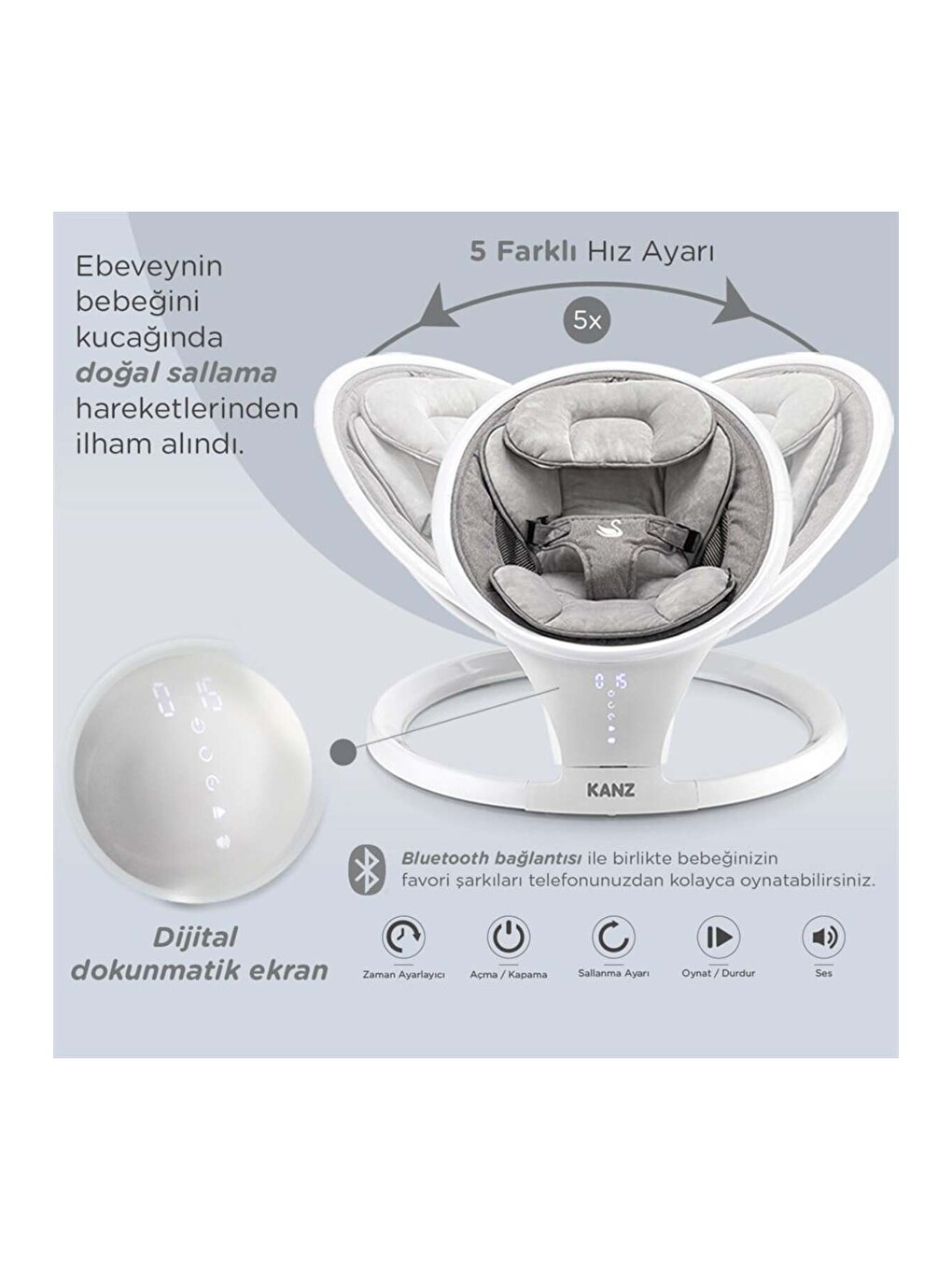 Swan Elektrikli Ana Kucağı Gri-2