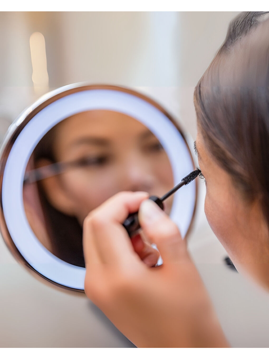 Duvara Monte Led Işıklı Krom Makyaj Aynası | Zoom Özellikli Premium Kozmetik Ayna | Otel Buklet Seri-6