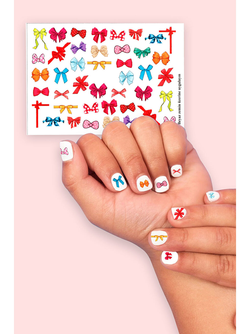 Çok Renkli Fiyonk Kız Çocuk Tırnak Sticker