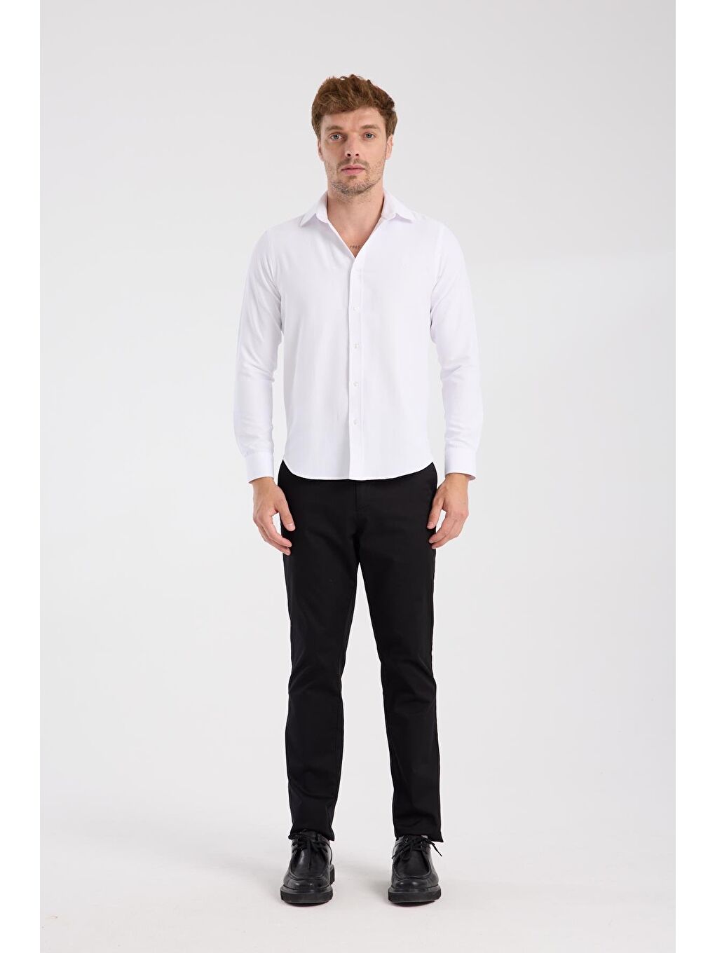 Aclub Ac10078 Twill Pamuklu Slim Fit Beyaz Klasik Yaka Erkek Desenli Gömlek