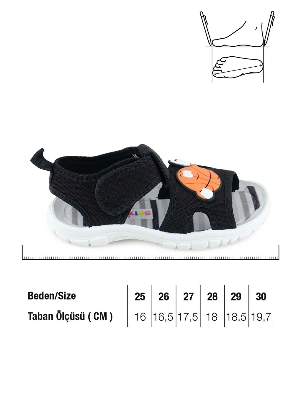 Siyah Erkek Çocuk Yazlık Rahat Taban Tek Cırt Cırtlı Ayarlanabilir Günlük Sandalet-1