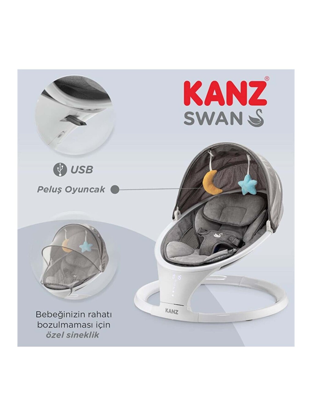 Swan Elektrikli Ana Kucağı Gri-5