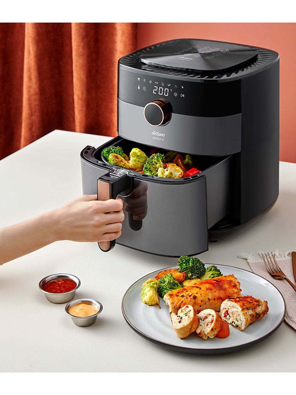 AR2074-G Airtasty XL Sıcak Hava Fritözü - Gümüş-11