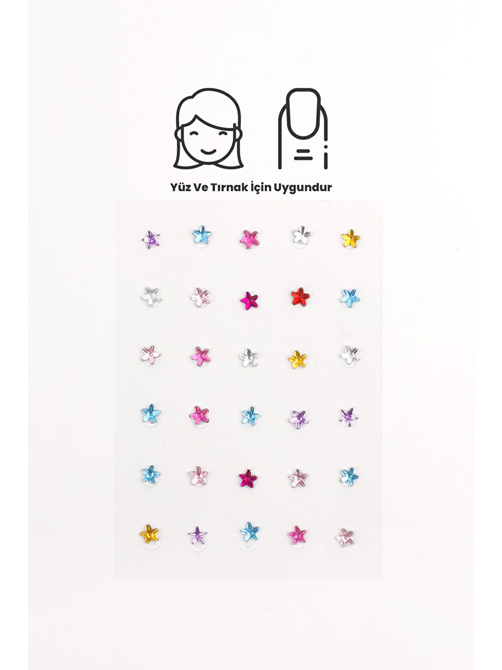 Çok Renkli Yıldız Figürlü Yüz ve Tırnak Sticker-1