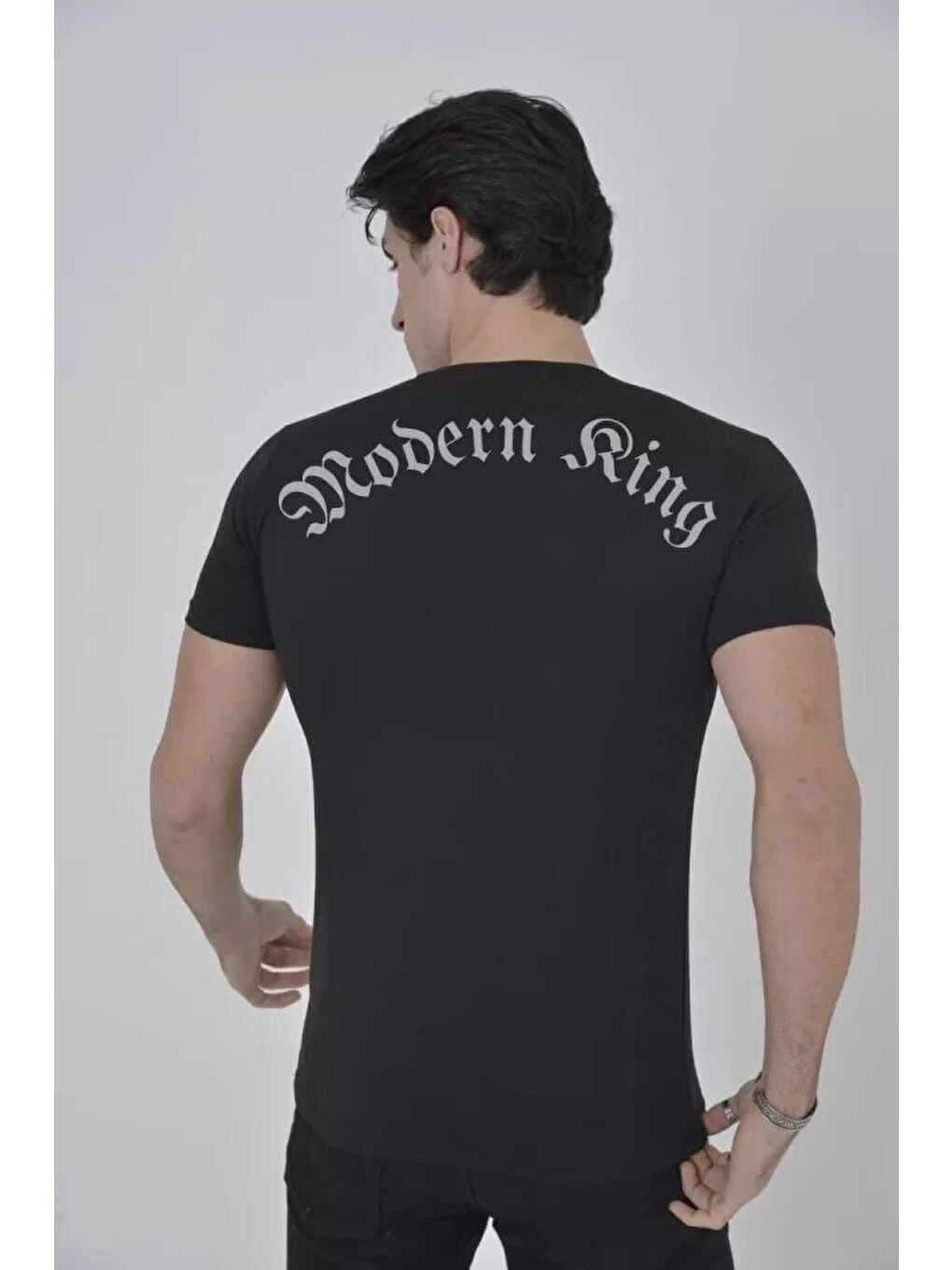 Unisex Göğüs File Aksesuarlı T-shirt - Siyah-1