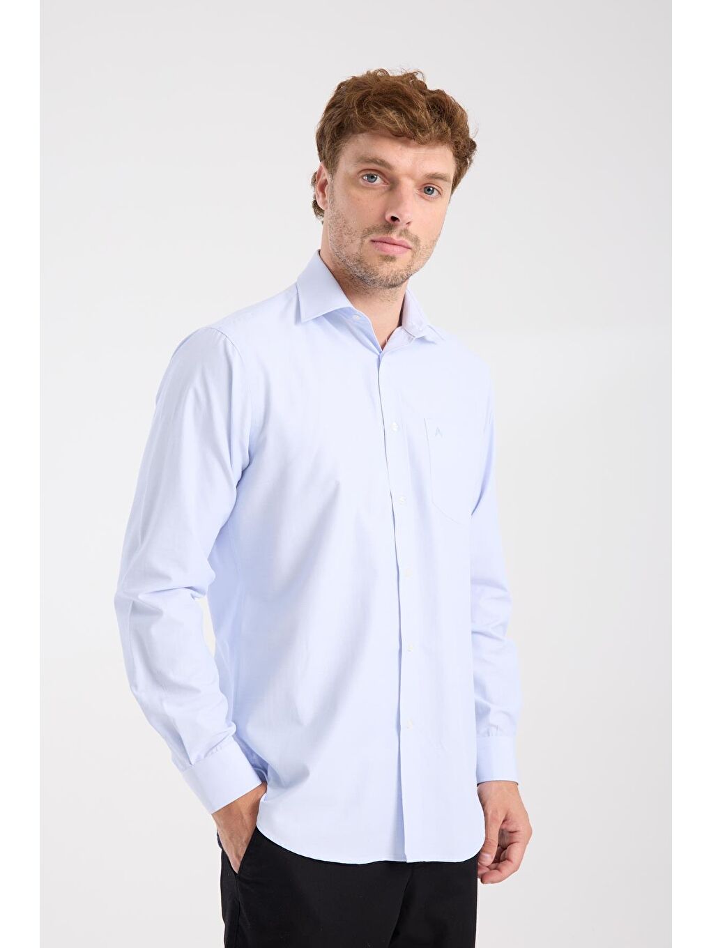 Aclub Ac10075 Poplin Pamuk Karışımlı Regular Fit Açık Mavi Klasik Yaka Erkek Çizgili Gömlek-4