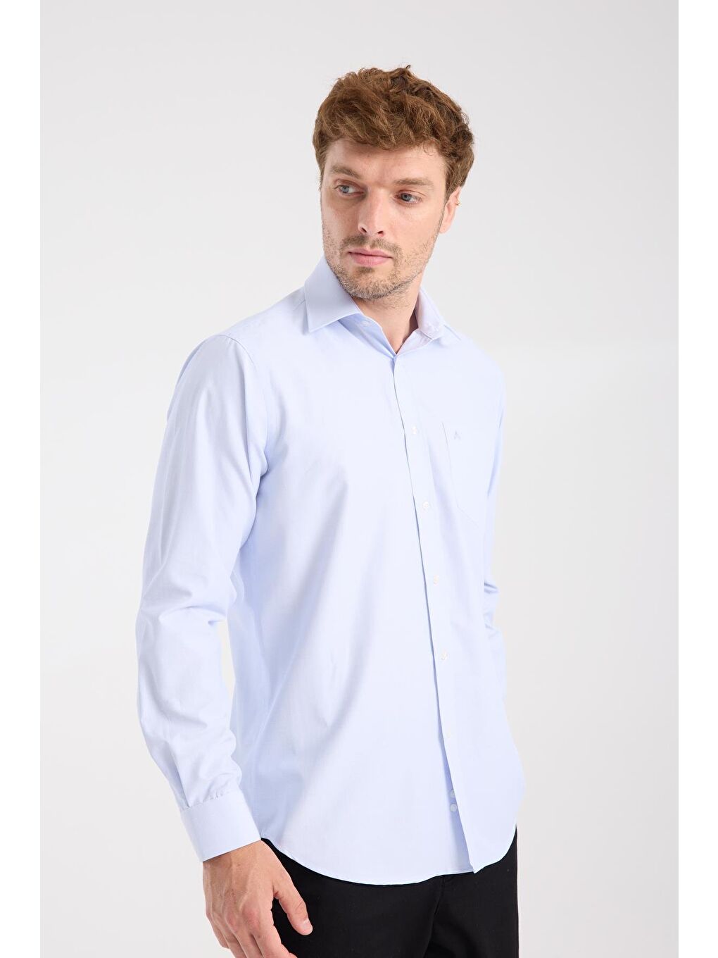 Aclub Ac10075 Poplin Pamuk Karışımlı Regular Fit Açık Mavi Klasik Yaka Erkek Çizgili Gömlek-5