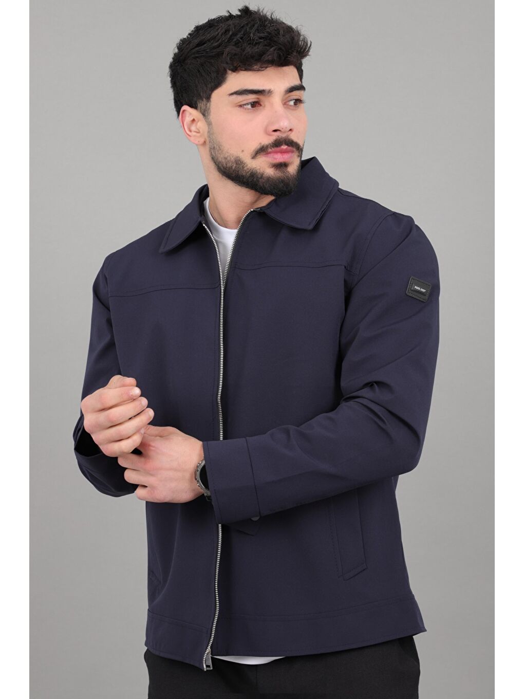 Lacivert Yakalı Fermuarlı Mevsimlik Mont PLDP 3033_60390
