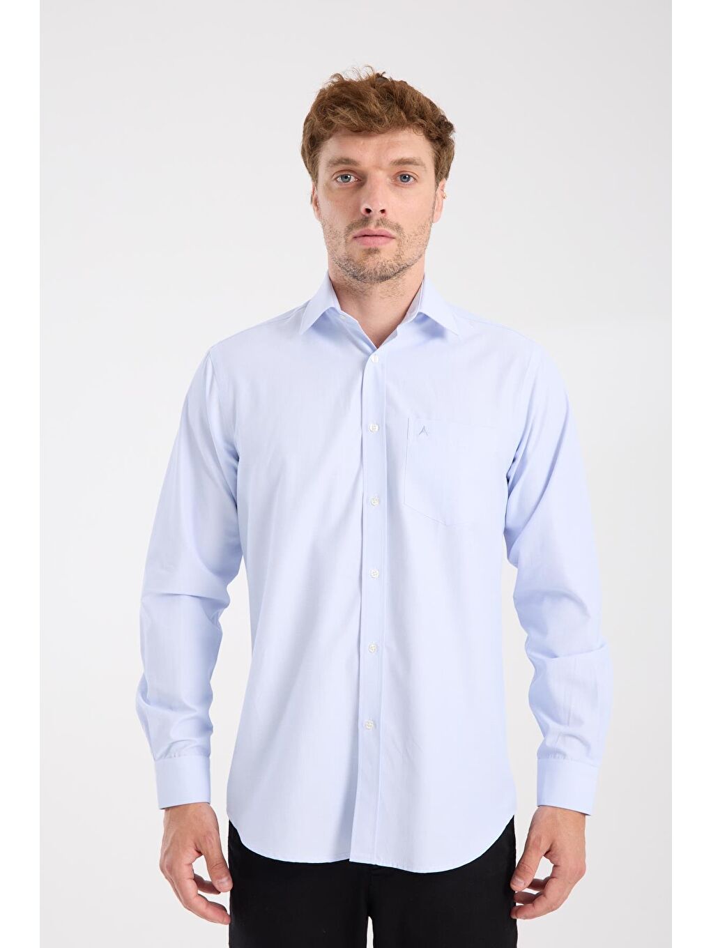 Aclub Ac10075 Poplin Pamuk Karışımlı Regular Fit Açık Mavi Klasik Yaka Erkek Çizgili Gömlek-6