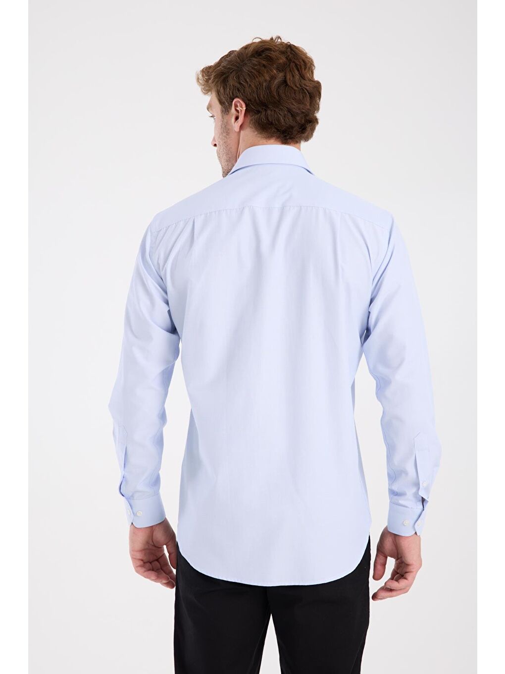 Aclub Ac10075 Poplin Pamuk Karışımlı Regular Fit Açık Mavi Klasik Yaka Erkek Çizgili Gömlek-7