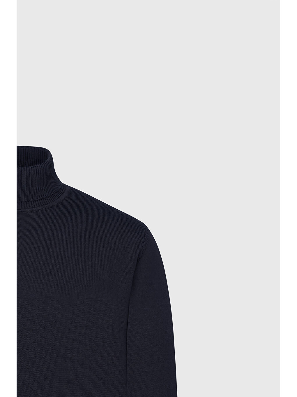 Erkek Lacivert Pamuklu Standart Fit Normal Kesim Tam Balıkçı Yaka Basic Triko Kazak-6