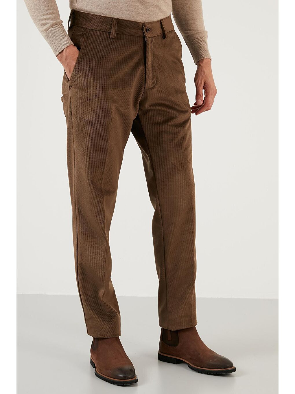 Kahverengi Normal Bel Regular Fit Düz Paça Kadife Erkek Pantolon 645MERLIN-1