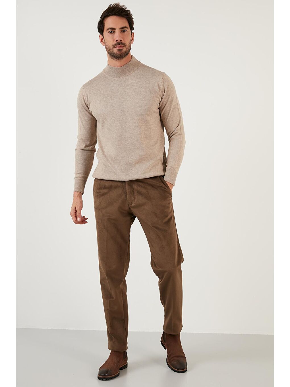 Kahverengi Normal Bel Regular Fit Düz Paça Kadife Erkek Pantolon 645MERLIN-2
