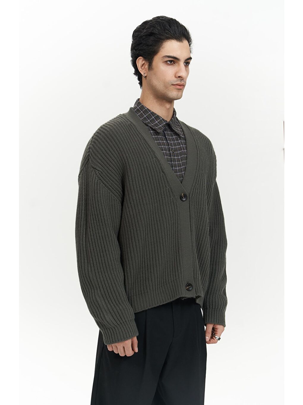 Cassian Antrasit Erkek Triko Hırka-2