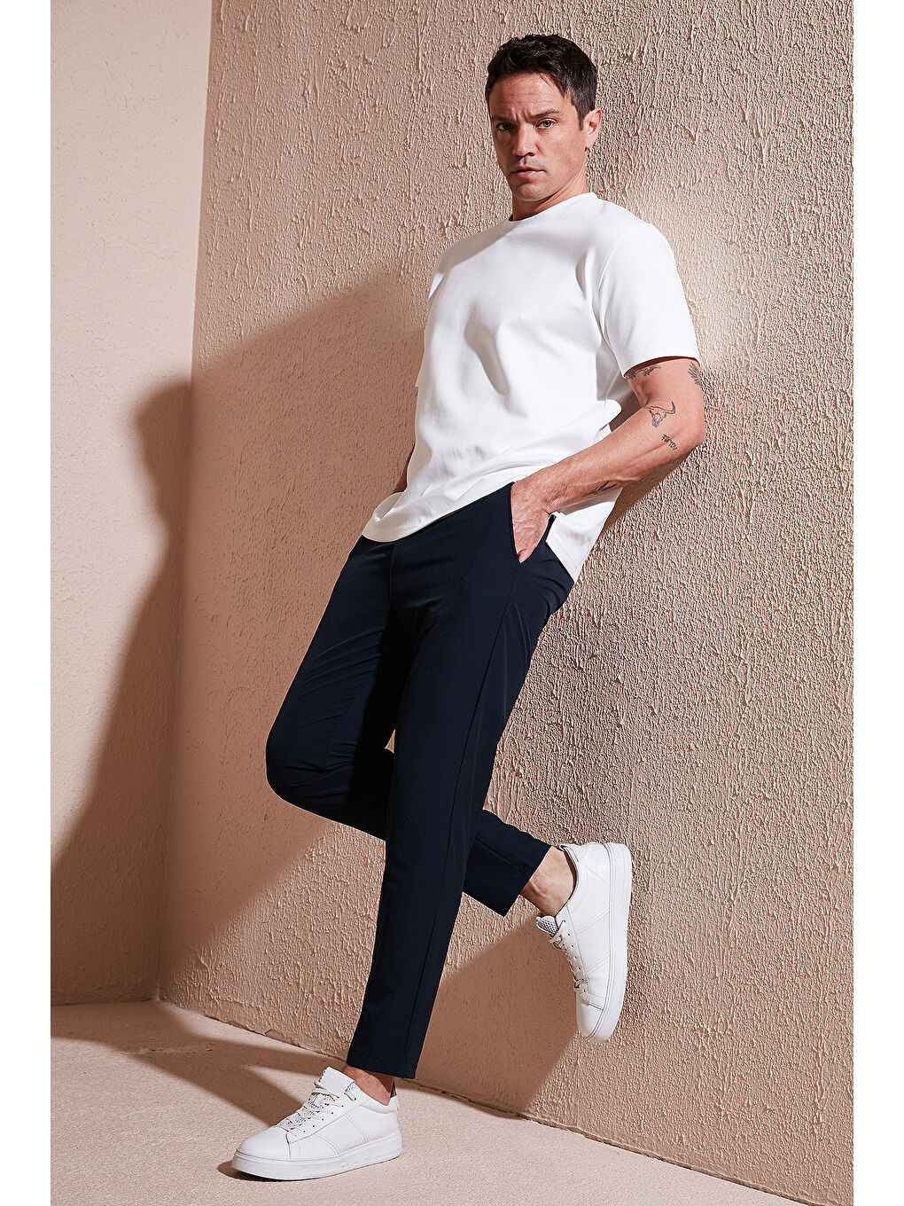 Lacivert Streç Regular Fit Normal Bel Düz Paça Jogger Pantolon CF25617801