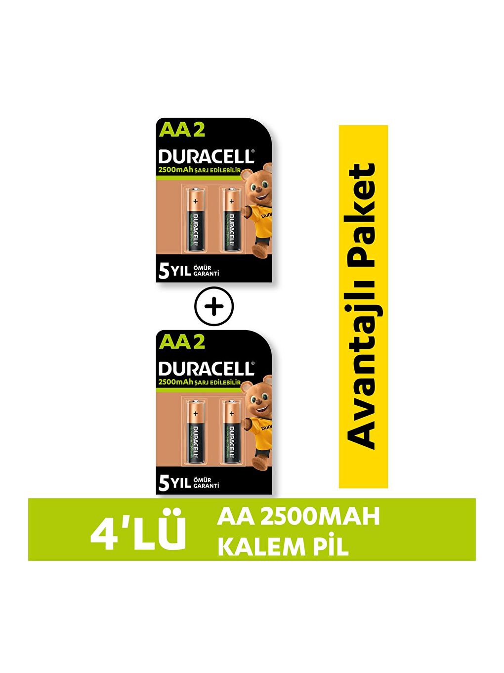 Şarj Edilebilir Aa 2500mah Piller  4 lü Paket