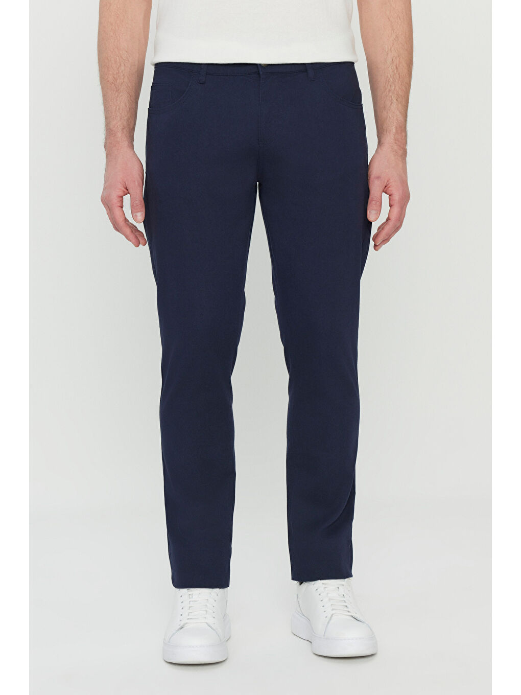 Erkek Lacivert Pamuklu Slim Fit Dar Kesim 5 Cep Esnek Casual Pantolon